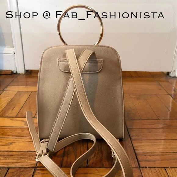 Vegan Leather backpack with gold hardware new main image 4